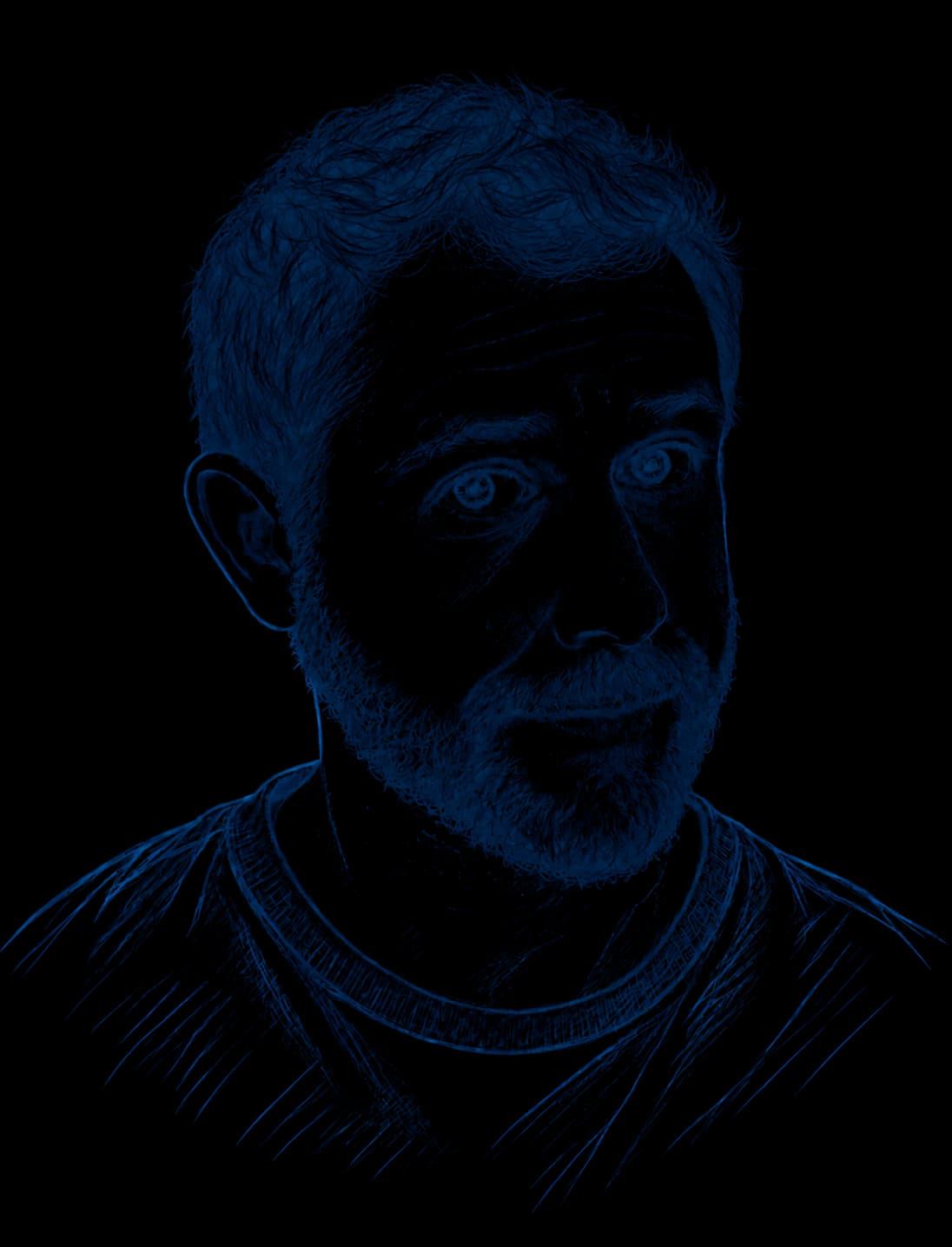 Illustrated portrait of Aaron Thomas